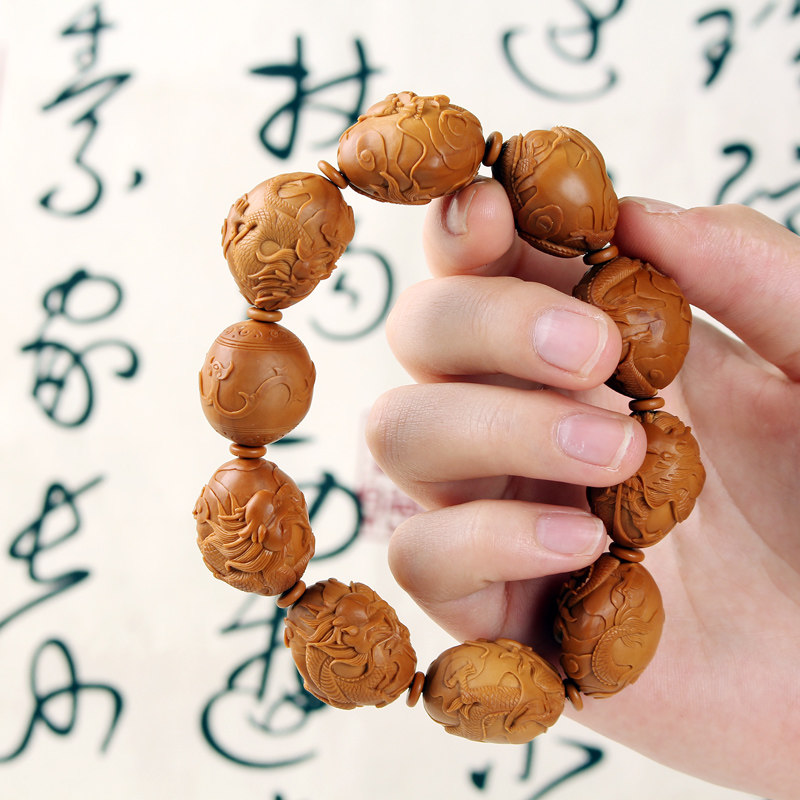 苏州核雕名家谢伟《九龙戏珠》手串