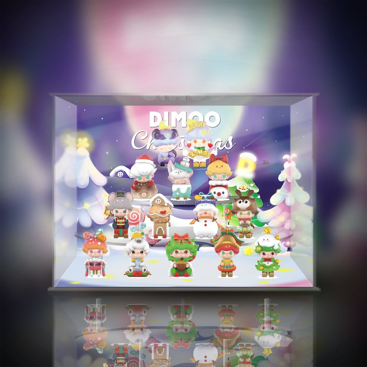 popmart泡泡玛特正品dimoo2020年圣诞系列盲盒手办专用展示盒防尘