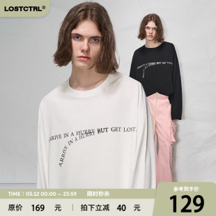 LOSTCTRL「凋零字母」印花长袖T恤男女同款宽松圆领纯棉早秋上衣