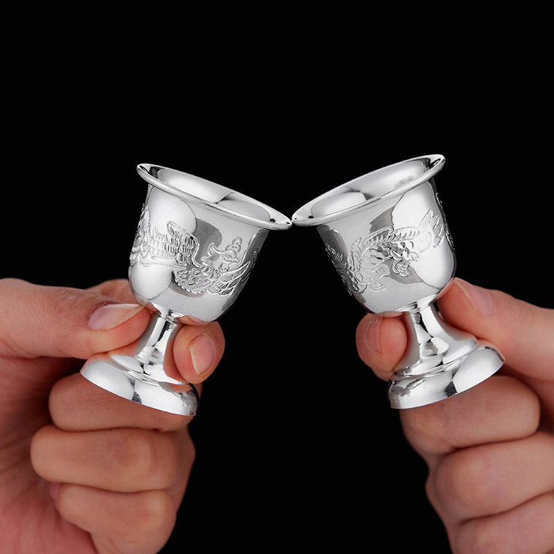苛艺 中式家用高档复古足银999纯银酒杯小银杯酒盅烈酒杯子酒具