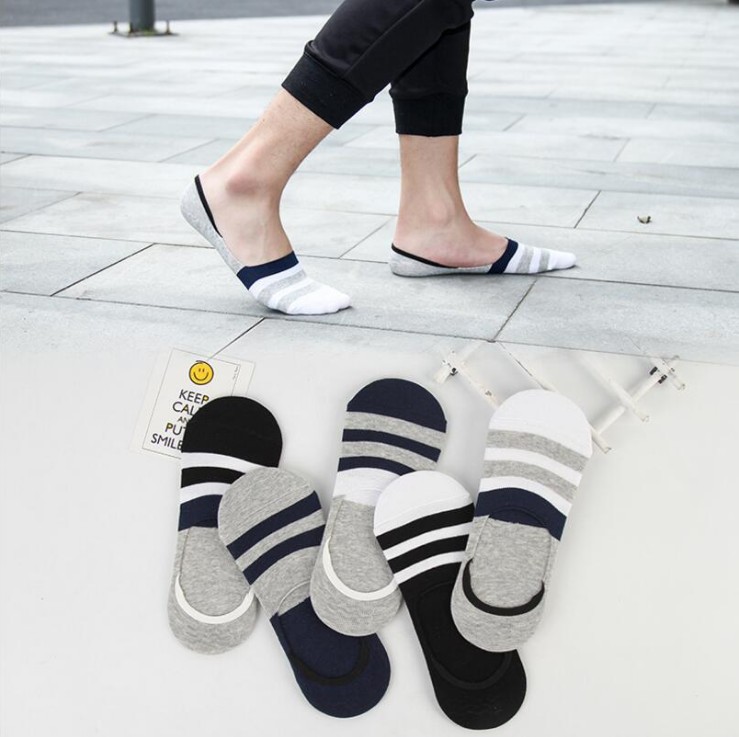 袜子男士豆豆鞋船祙纯棉短袜浅口防滑隐形夏季薄款袜套黑白色男 