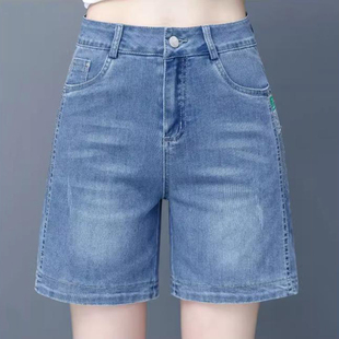 五分牛仔短裤女直筒夏季薄款高腰显瘦宽松小个子5分阔腿中裤子潮