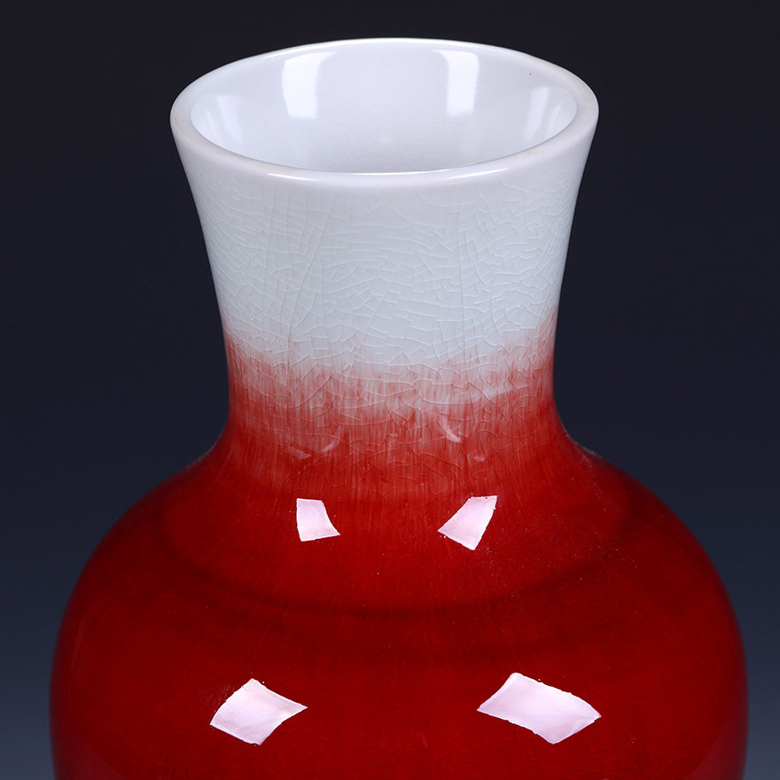 《郎窑红鱼尾瓶 》 年近八旬陶瓷美术师 江广水