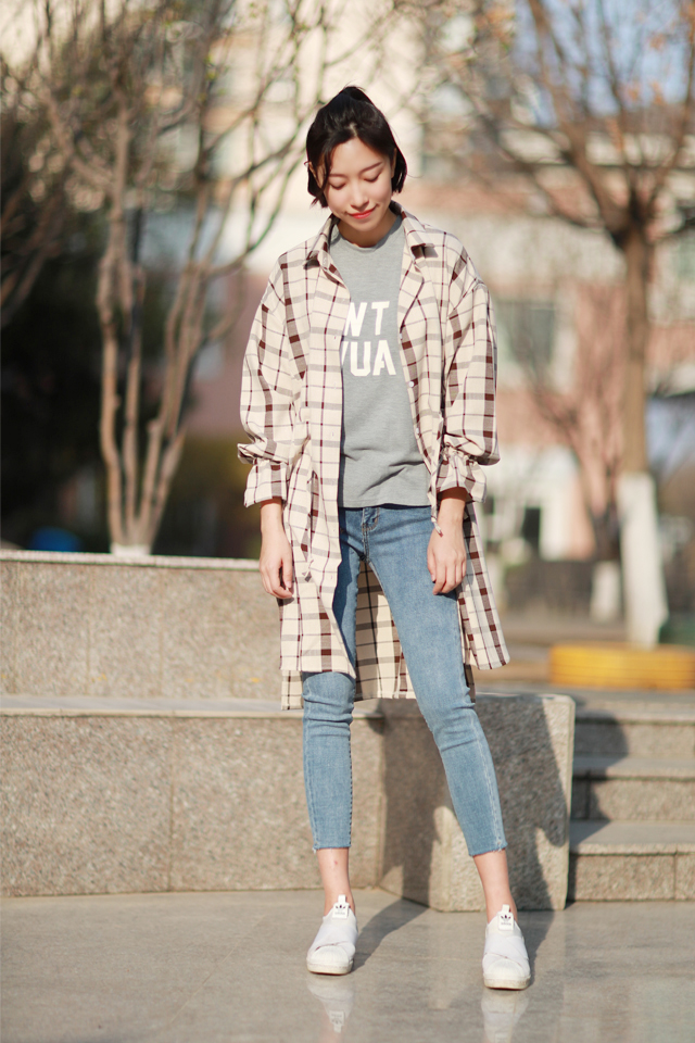 格子衬衫"昆山市约"街拍图文-大全