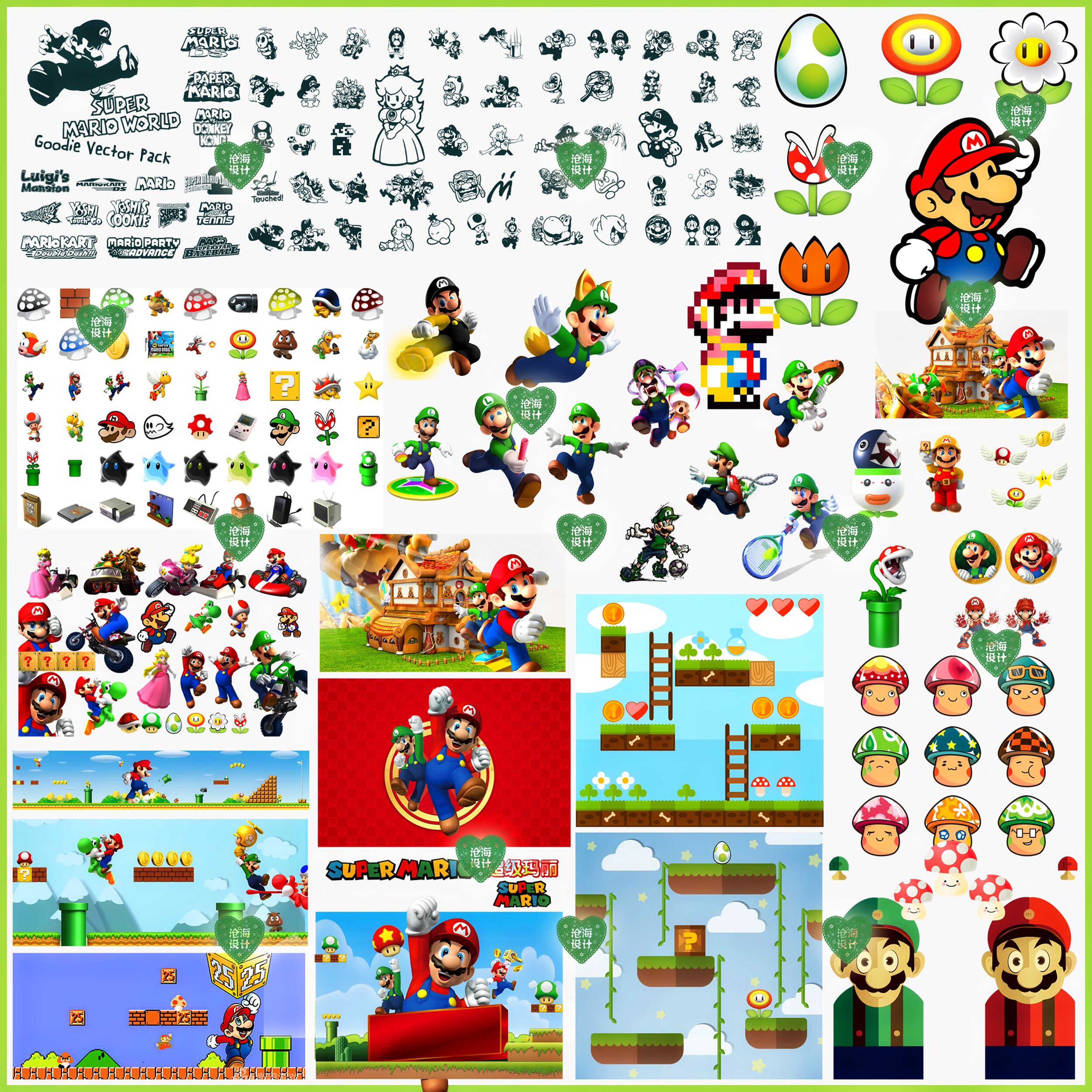 马里奥兄弟超级玛丽mario蘑菇花朵标志png图标psd矢量图片素材