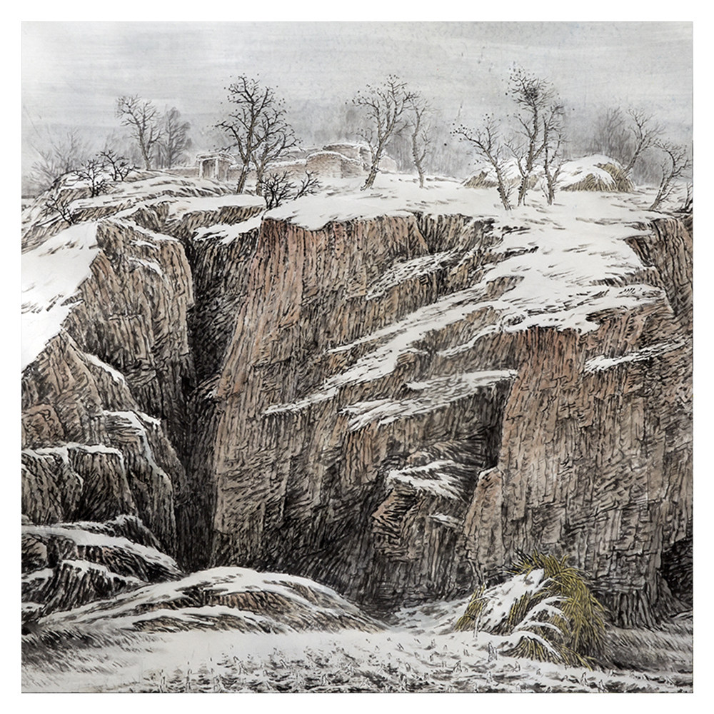 赵学东《山水》国展获奖作品巨幅 带合影