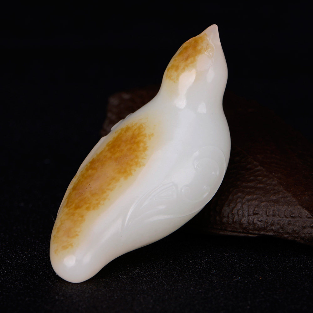 国家级玉雕大师【陶虎】工作室作品 和田玉白玉挂件仿古鸟