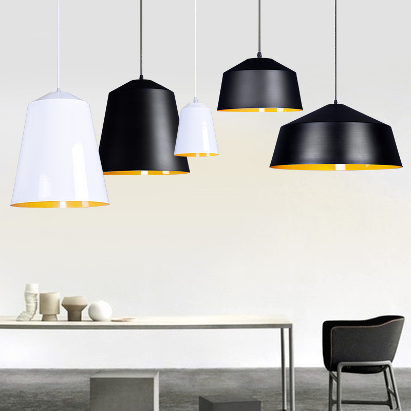 北欧吊灯单头简约吧台餐厅灯创意个性设计师灯具黑色白色灯罩