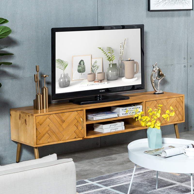 北欧现代实木电视柜小户型客厅原木创意个性整装地柜卧室简约柜子