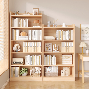 实木书架靠墙置物架多层落地客厅书柜简易卧室儿童书桌收纳