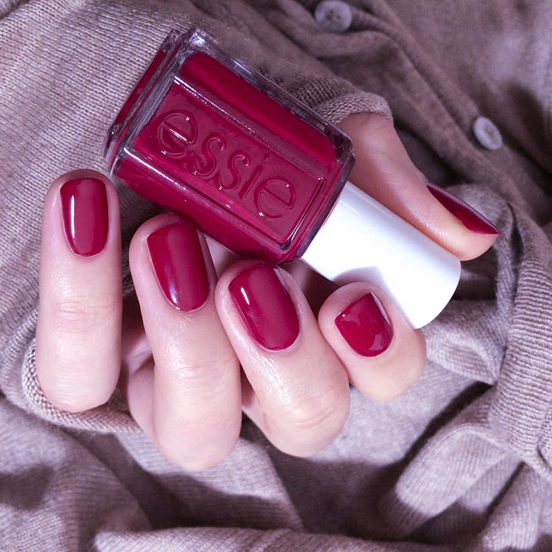 显白美国essie指甲油魅力深红色771玫红size matters紫红免烤持久