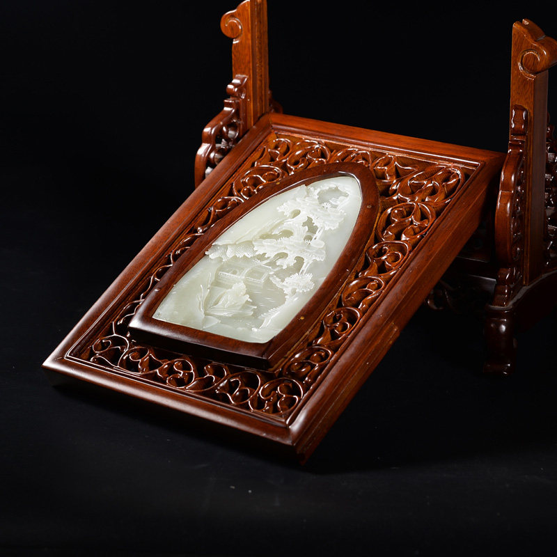 藏品 藏品海派玉雕大师崔哲豪 和田玉【松下老人屏风】1179.13克