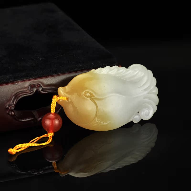 钟山玉雕工作室 和田糖羊脂白玉 鱼 挂件34.310g【博汇典当行】