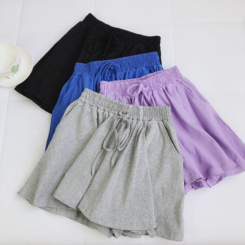 纯棉短裤女夏韩版薄款宽松显瘦百搭阔腿a字热裤休闲运动大码裙裤