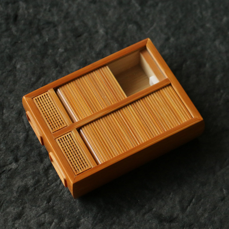 沪上海派精工制作十几年老玉竹双室竹蛉盒暗格卷拉门鸣虫器具虫盒