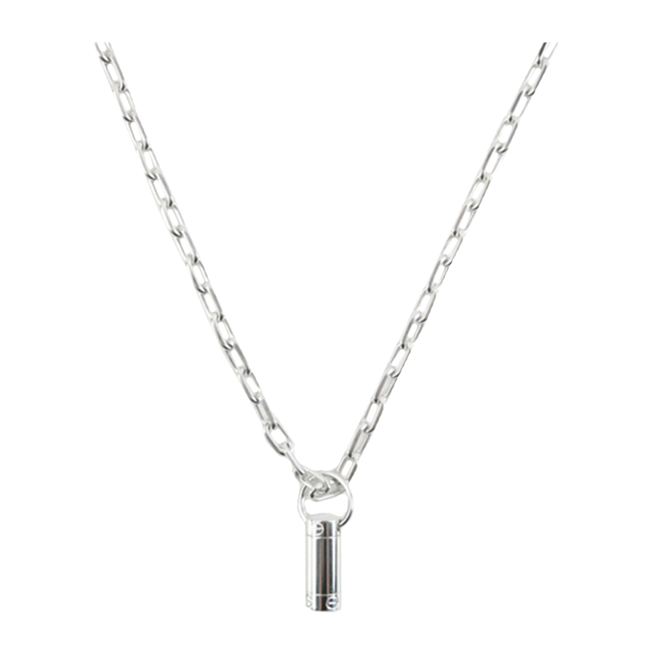 [9.9新]卡地亚cartier中性750白金斯巴达克斯链条拼love吊坠项链