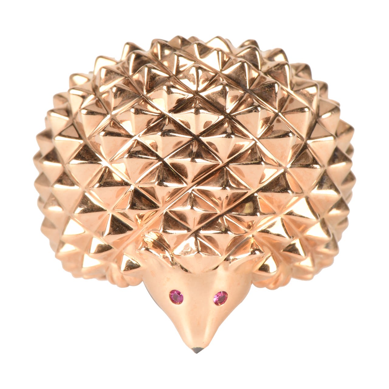 [即拍即得][9.9新]堡狮龙女士750玫瑰金刺猬戒指51高端好货