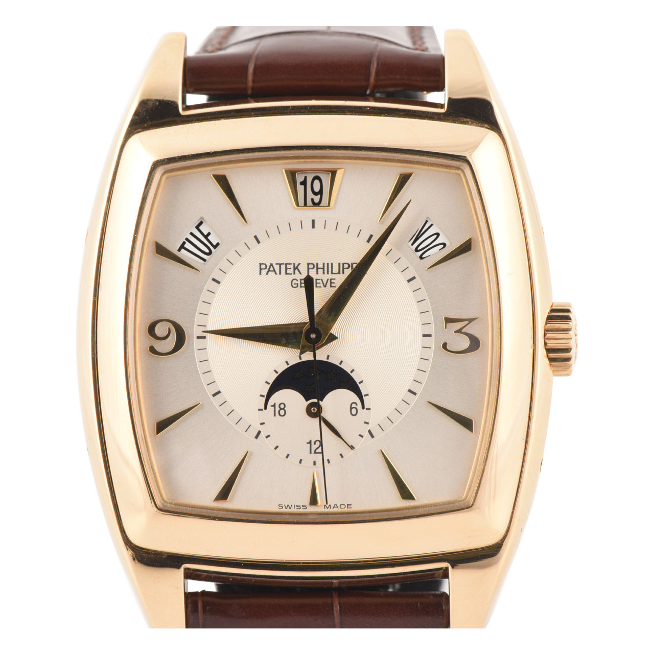 [9.8新]patek philippe百达翡丽男士750黄金年历月相自动机械表