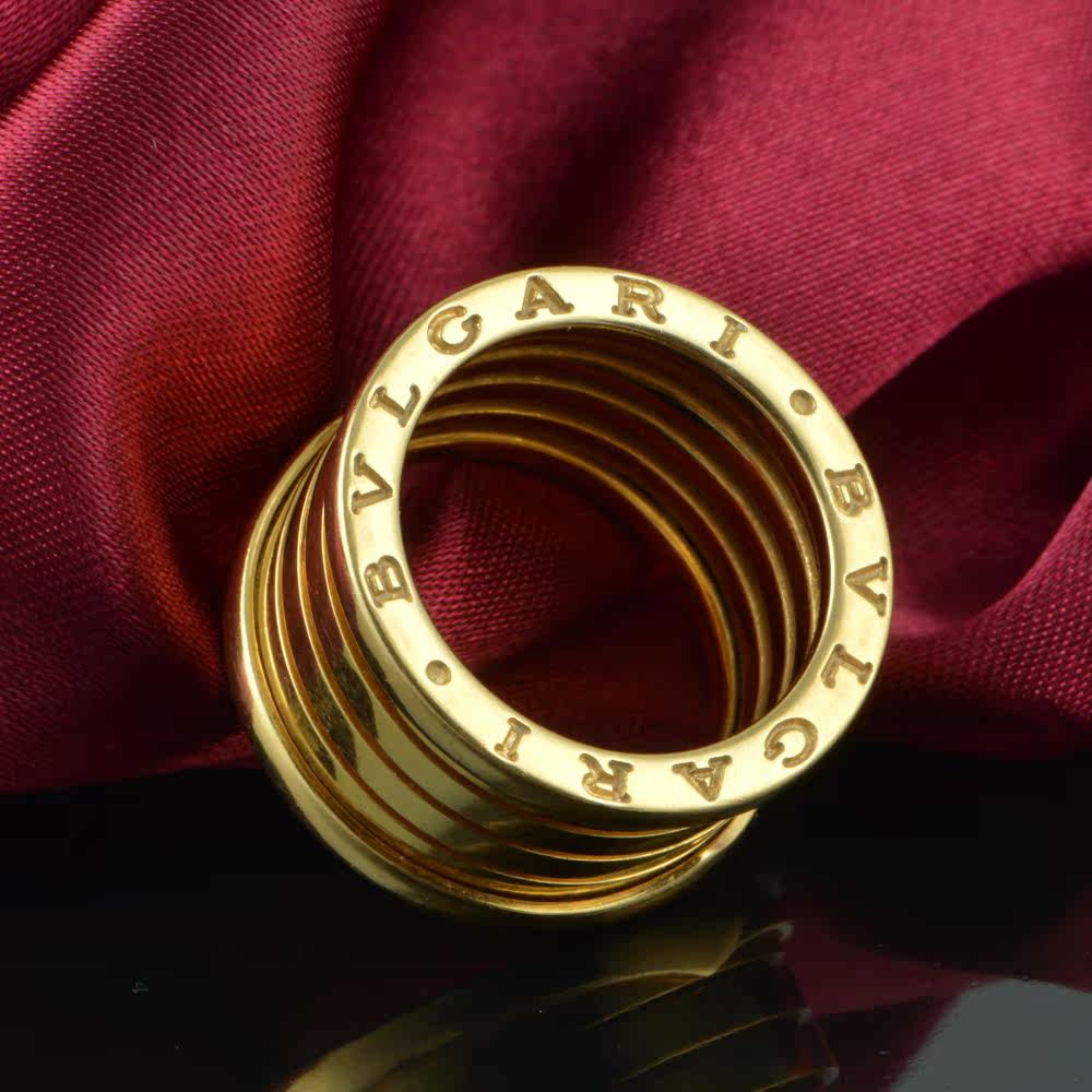 【中古】bvlgari 宝格丽 750黄金 五环 戒指 55号