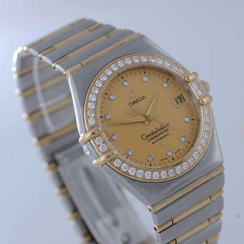 【中古】omega/欧米茄 星座系列间金镶钻石自动机械男表