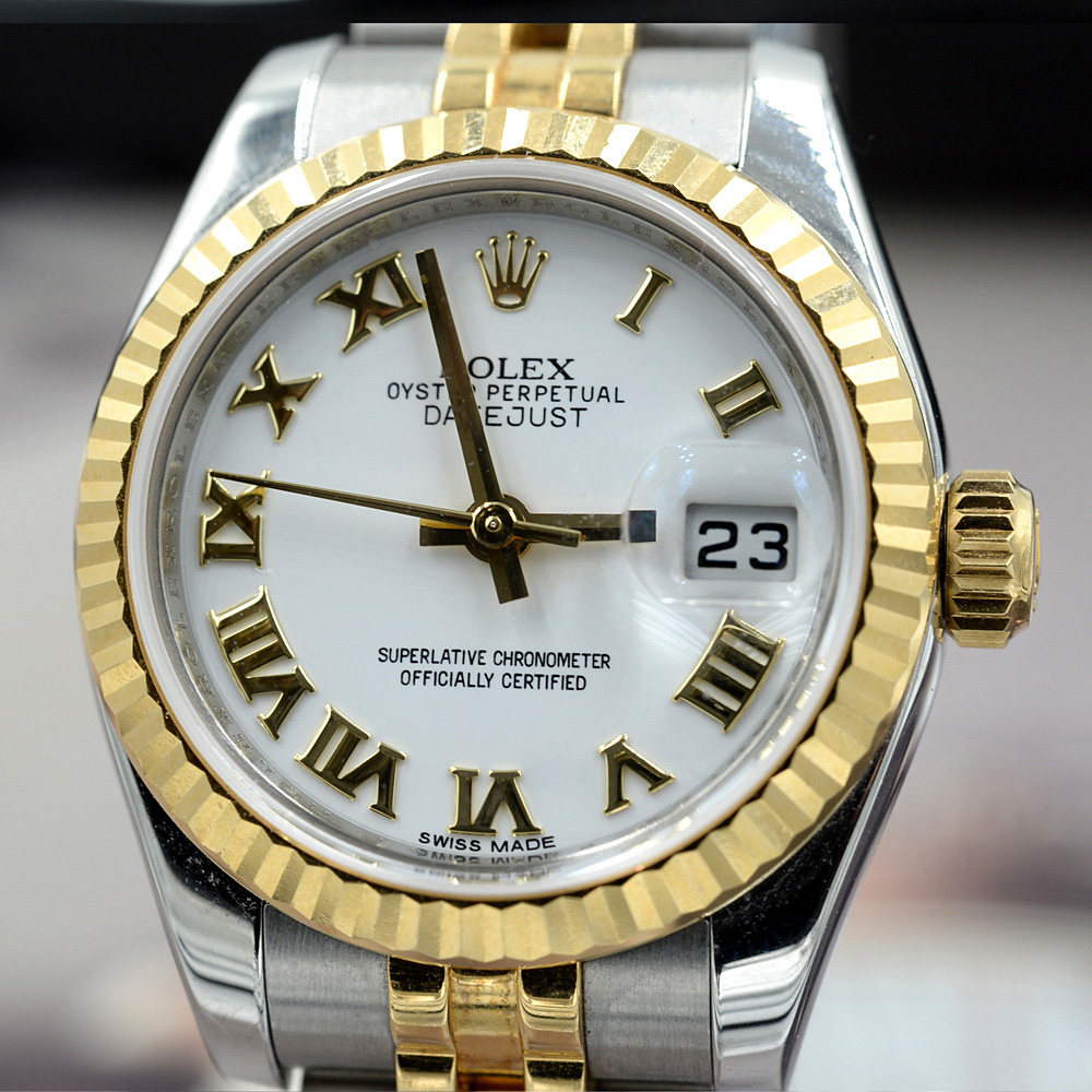 【中古】rolex/劳力士 日志型罗马数字盘间金自动机械女表