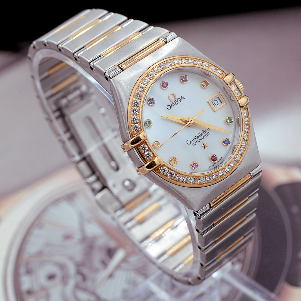 【中古】 omega/欧米茄 彩虹女神间金自动机械女表