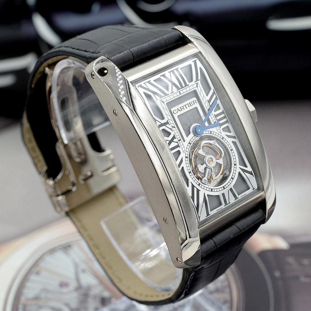 【中古】cartier/卡地亚 18k白金陀飞轮手动机械男表