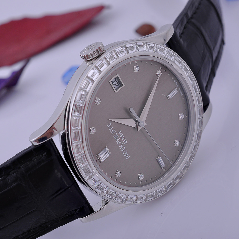 【中古】patek philippe/百达翡丽 pt950镶钻自动机械男表