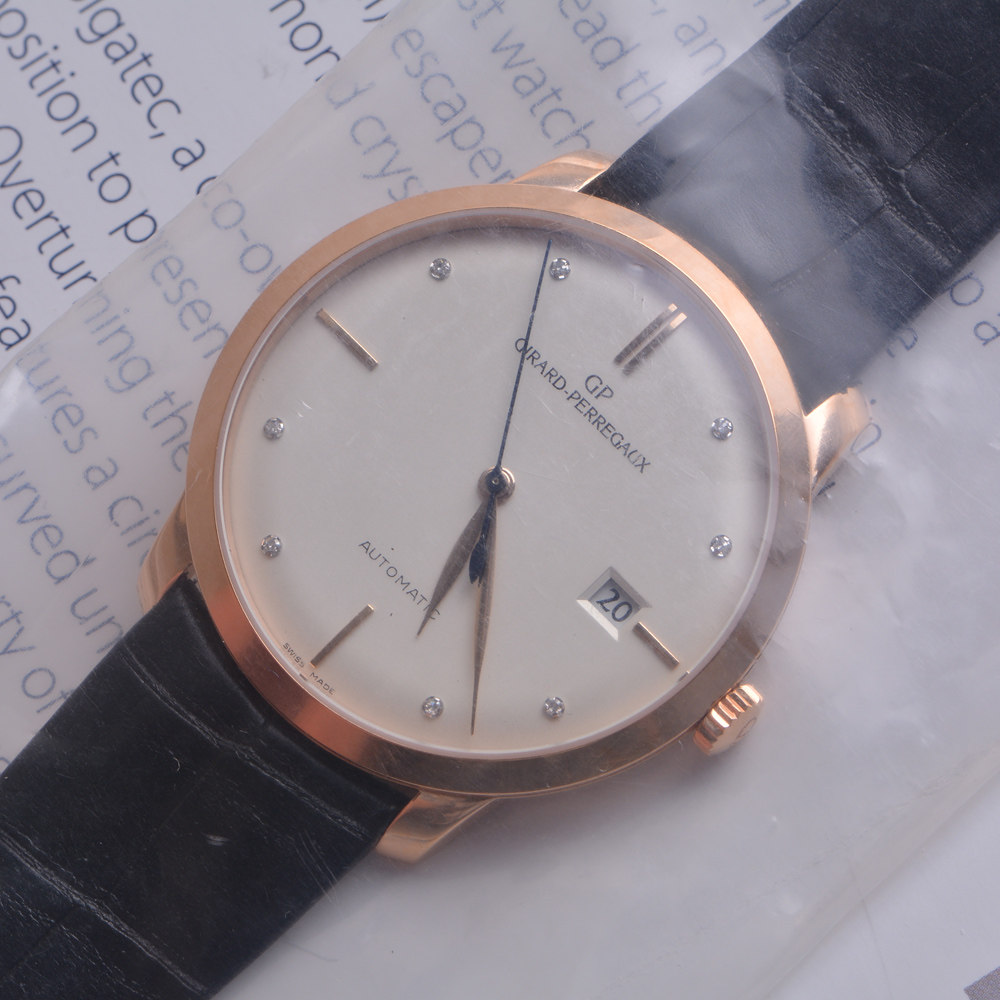 【98新】未使用 /芝柏 18k玫瑰金镶钻 机械自动 男表