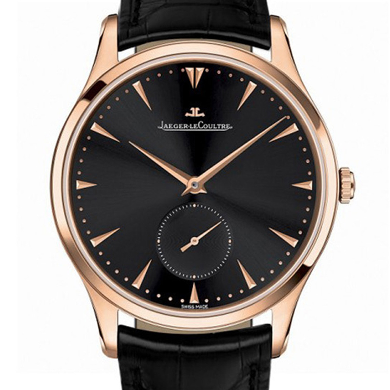 [无保留][9.5新]积家自动机械男表 玫瑰金 黑面 限时拍