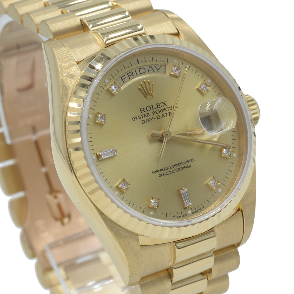 【9新】rolex/劳力士 星期日志型 黄金镶钻 自动机械 男表