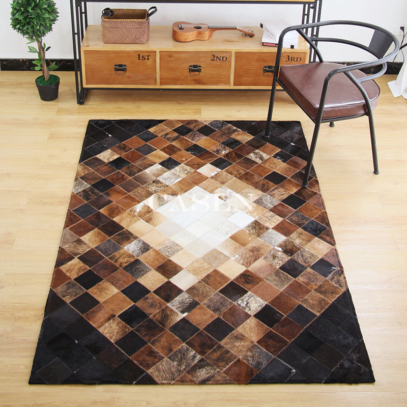 塞尚经典美式手工牛皮地毯现代简约客厅茶几书房茶室卧室地垫定制