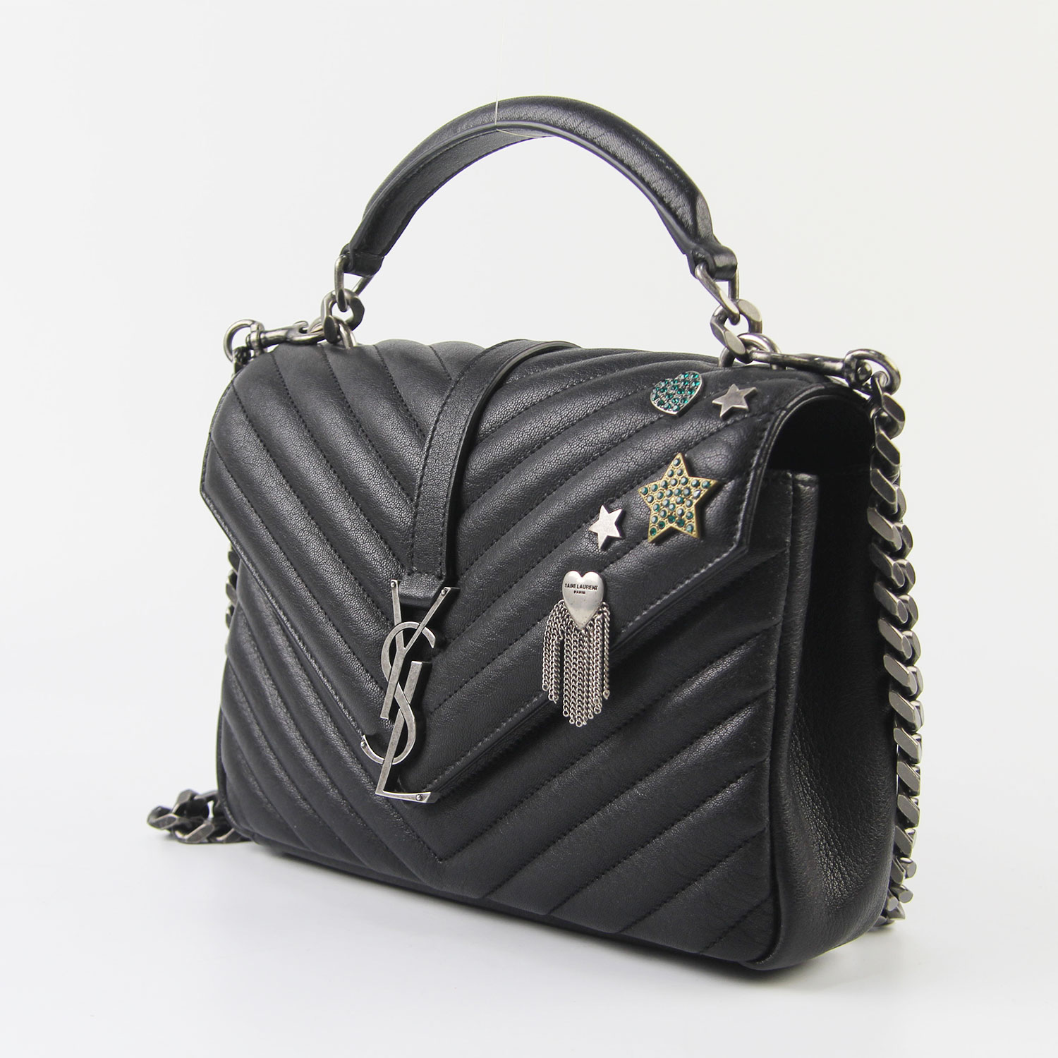 [9.8新]圣罗兰ysl限量版黑色牛皮手提单肩斜挎包