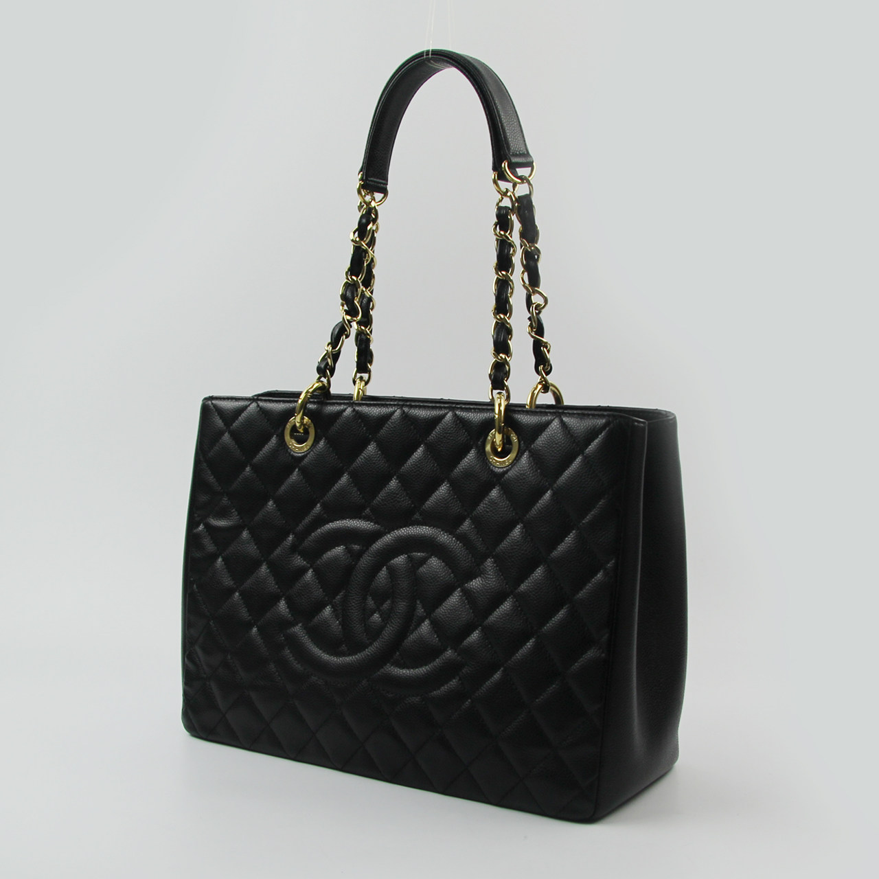 [9.8新]chanel香奈儿黑色荔枝纹皮质gst大号女士手提单肩包