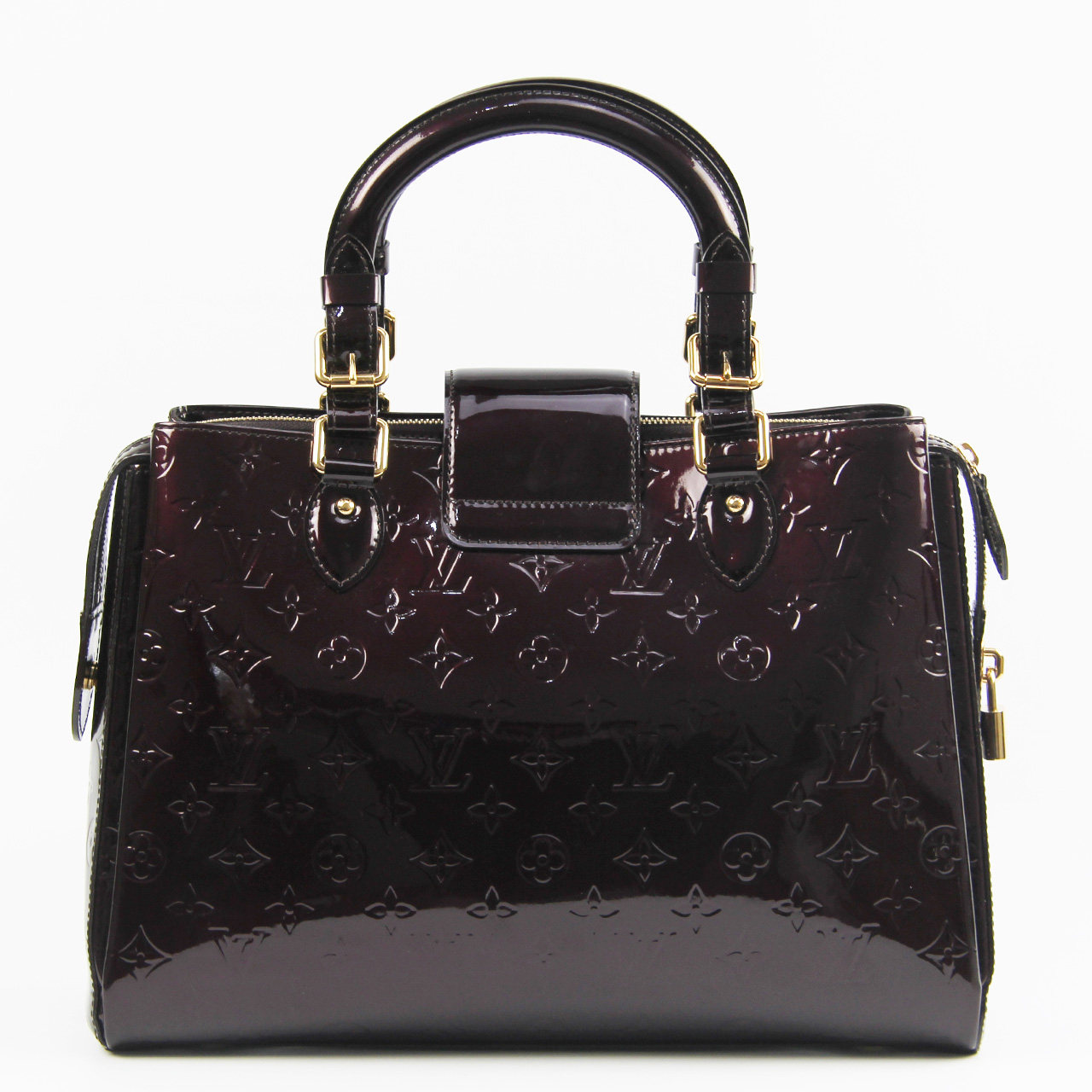 [9成新]lv路易威登酒红色漆皮女士手提包