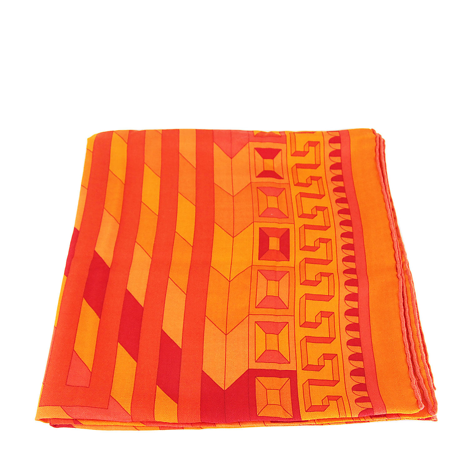 [9.8新]爱马仕hermes橘红色女士羊绒方巾140*140cm