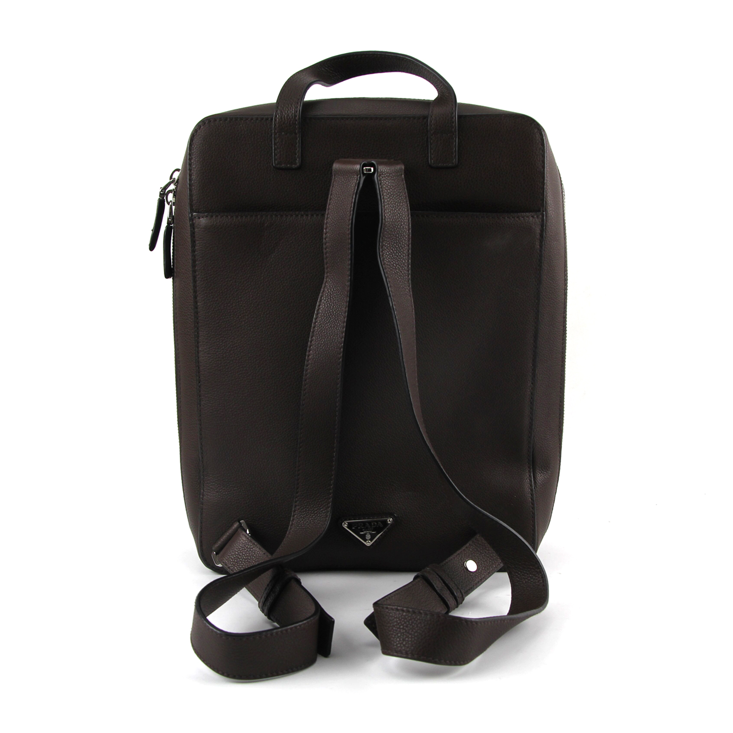 [9.9新]普拉达prada棕色牛皮男士双肩包