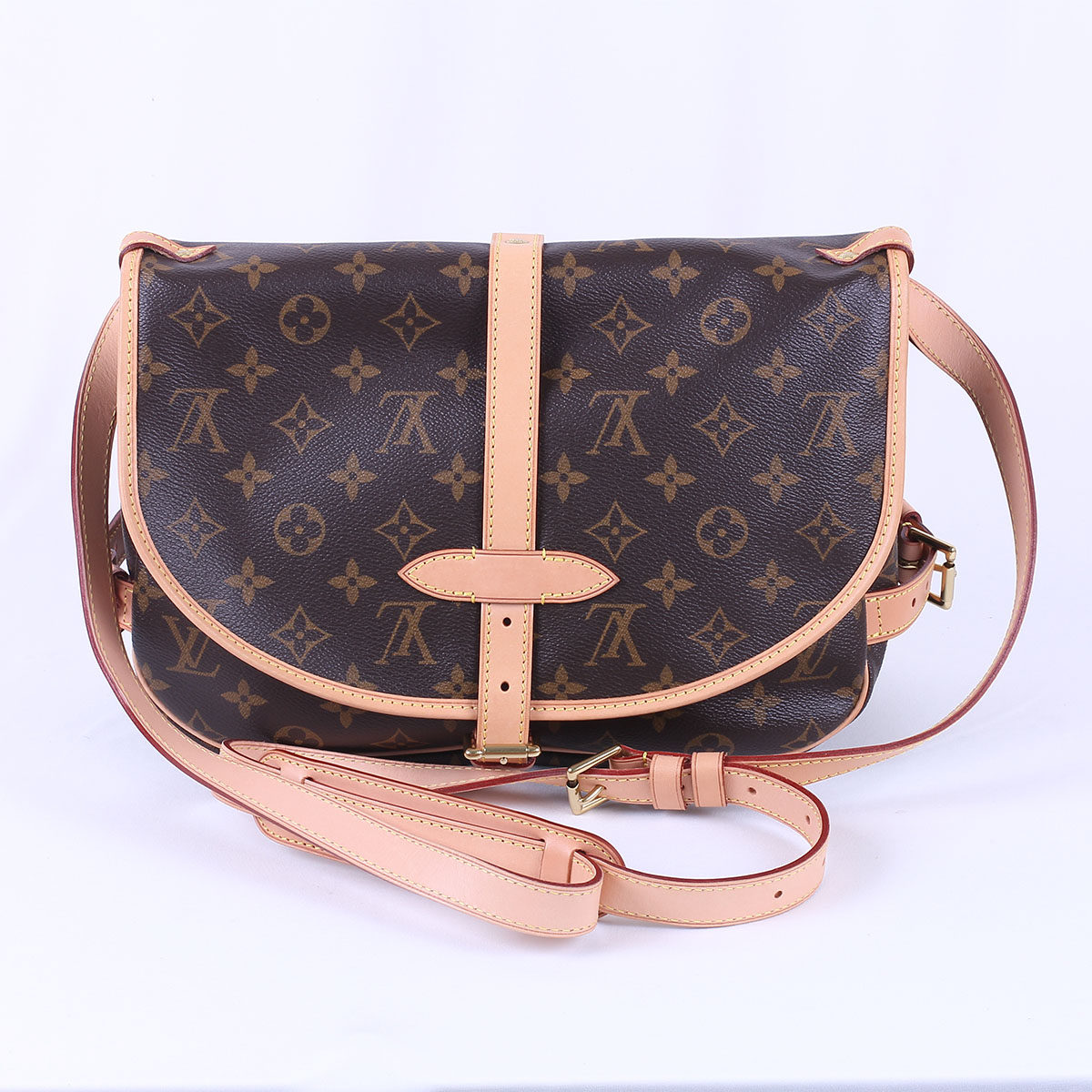 【9.5新】lv/路易威登 saumur经典双面马鞍包 老花斜跨包