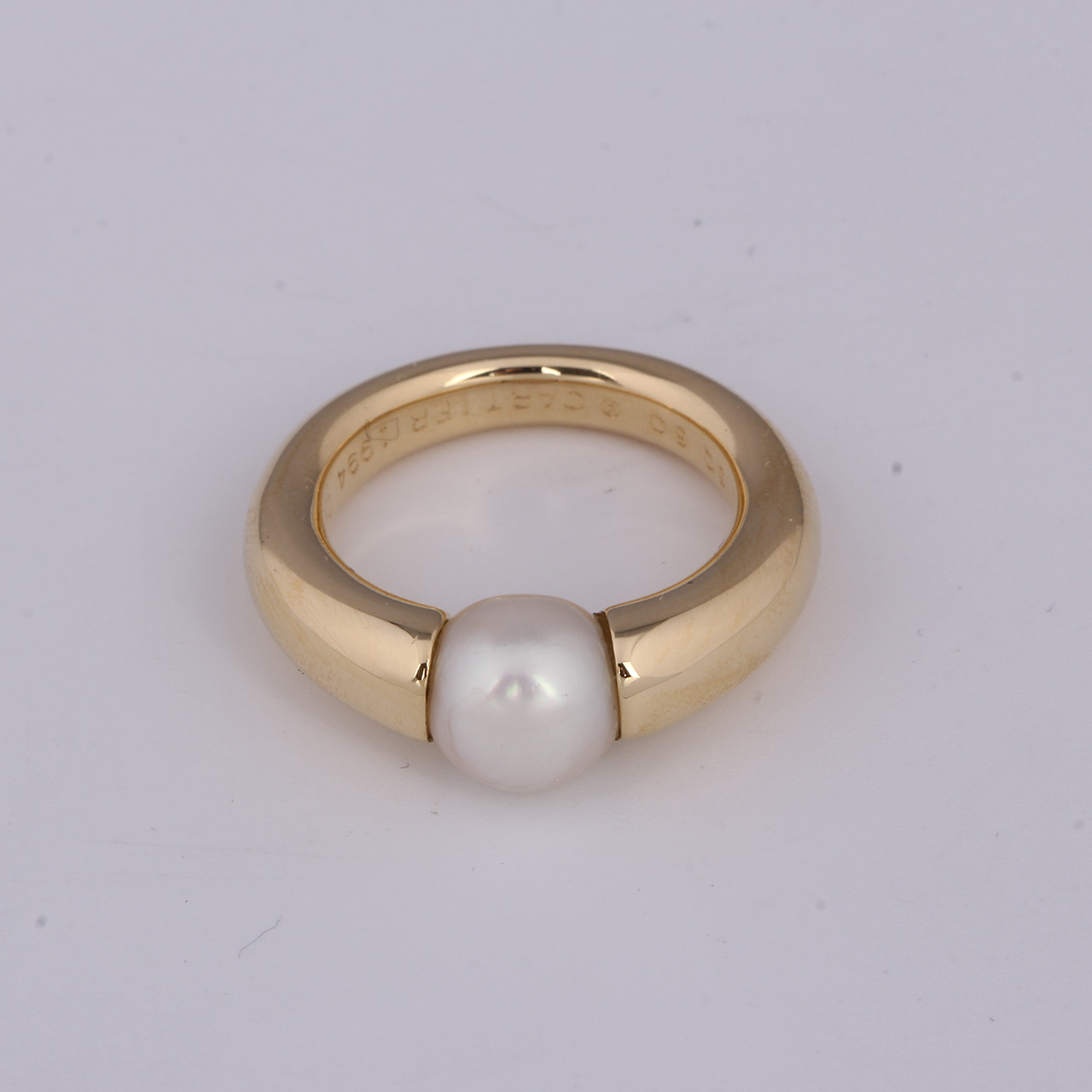 [9.5新]cartier/卡地亚 时尚复古 750 黄金珍珠戒指 50