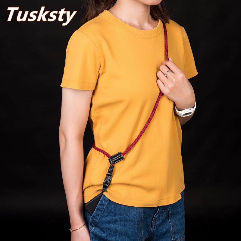 Tusksty原创斜跨手机挂脖绳可调节快拆加长手机壳挂绳纯色颈带