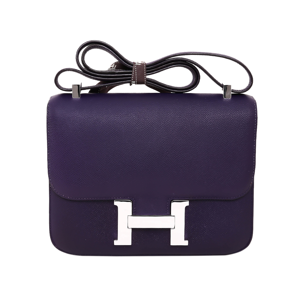 [9.5新]爱马仕hermes女士牛皮紫色h银扣康康包单肩斜挎包