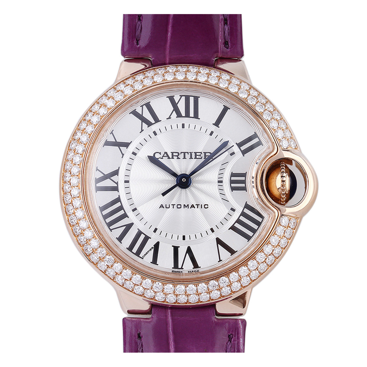 [9.5新]卡地亚女士蓝气球we902066 18k玫瑰金镶钻自动机械