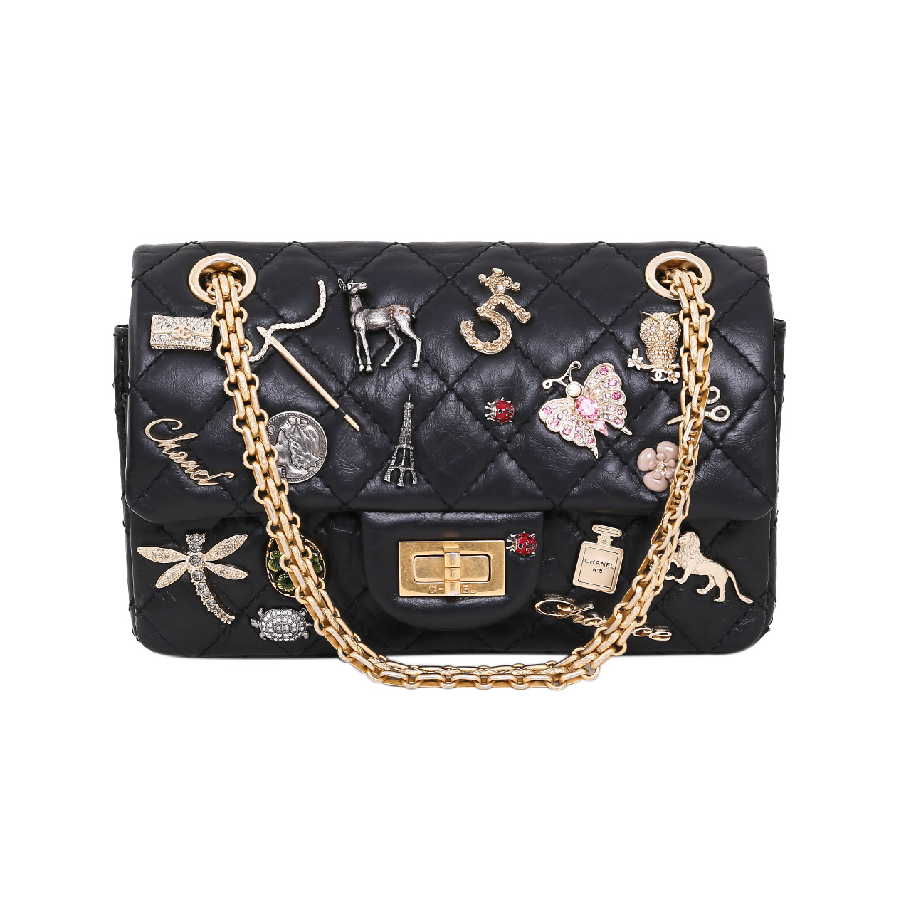 8新]香奈儿chanel女士复古牛皮2.55小号幸运徽章限量款单肩包