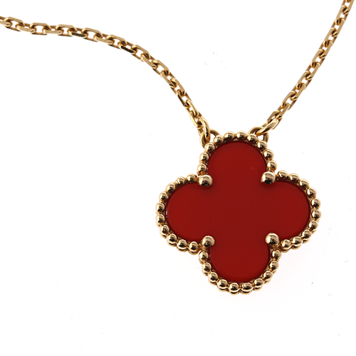 【9.8新】 vca 梵克雅宝 alhambra 18k黄金 红玉髓 m号 项链