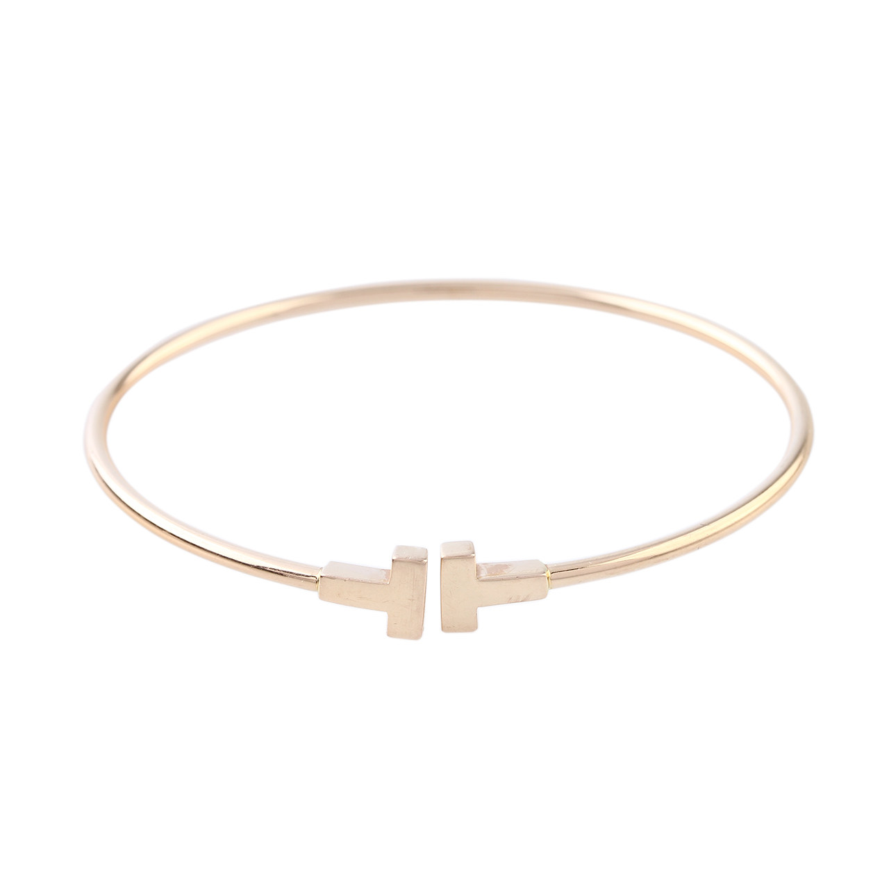 [9.5新]蒂芙尼tiffany女士18k黄金tiffany t窄线圈手镯