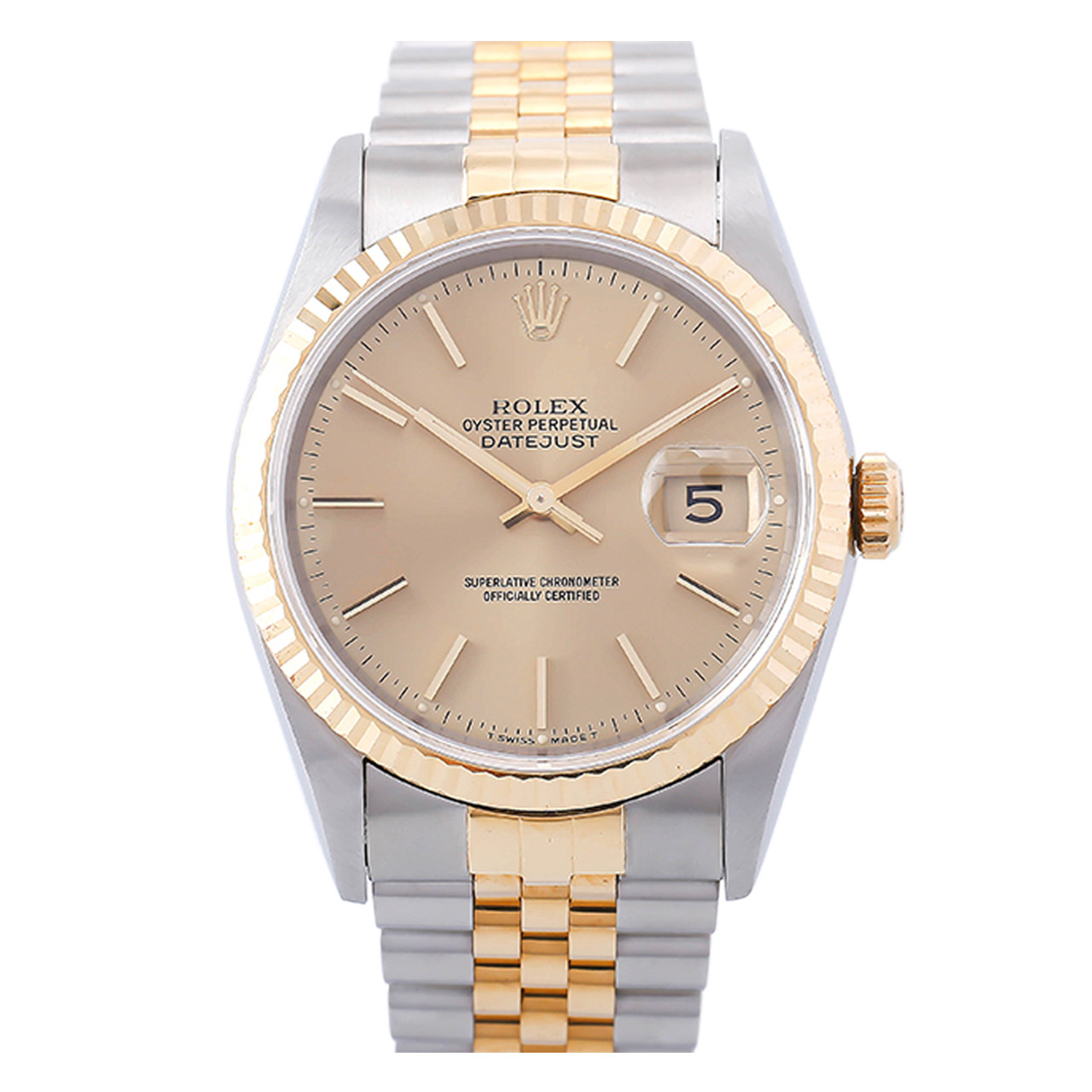 [9.9新]劳力士男士日志型16233自动机械表18k间金全套