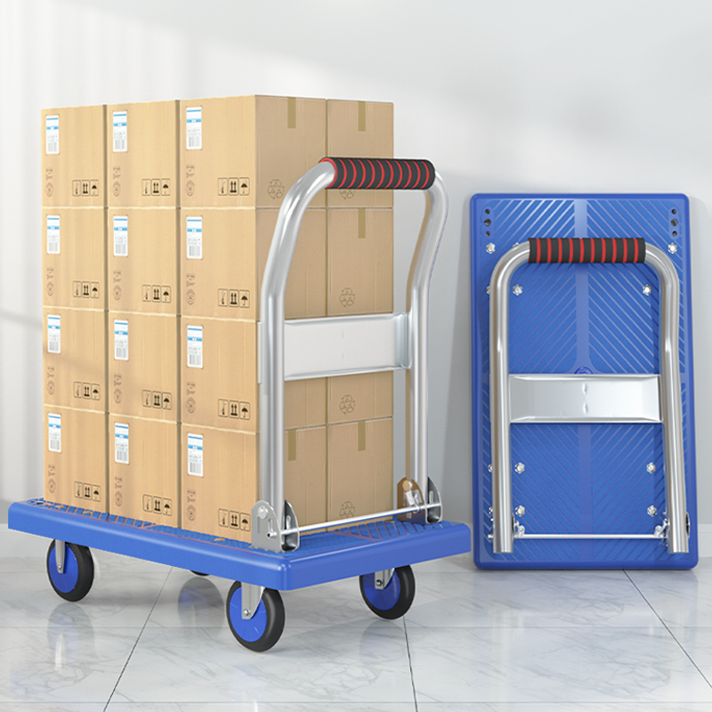 小推车拉货平板车折叠搬运车工地便携超市仓库静音钢板拖车手推车