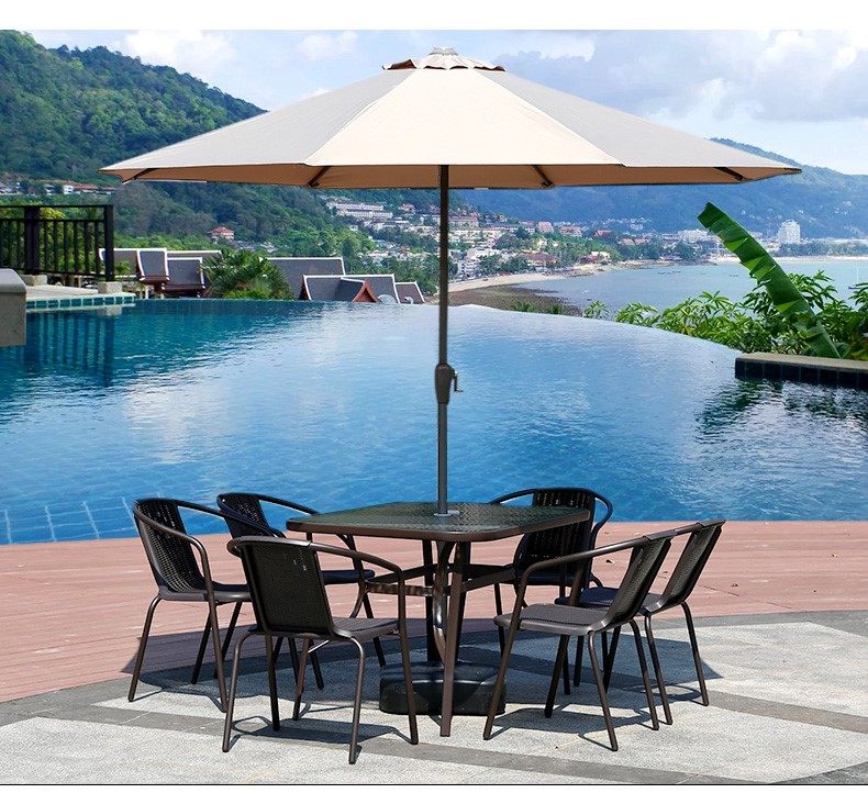 户外桌椅藤椅伞组合
