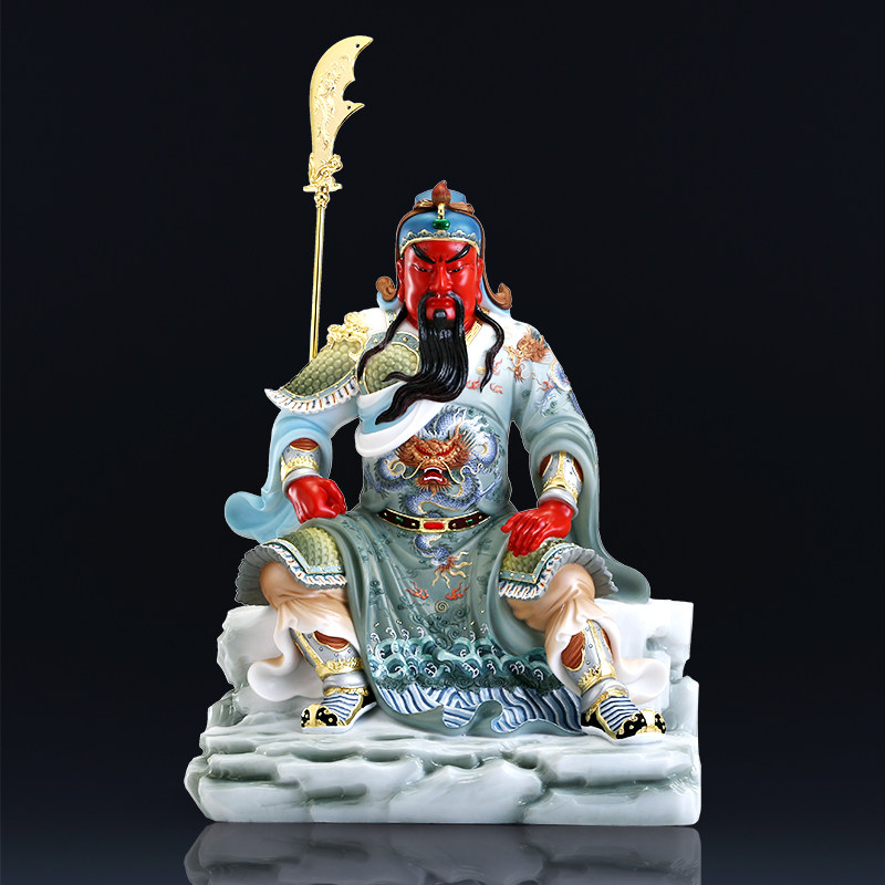 汉白玉石雕座关公像家用供奉关圣帝君关二爷招财神像大号关羽佛像