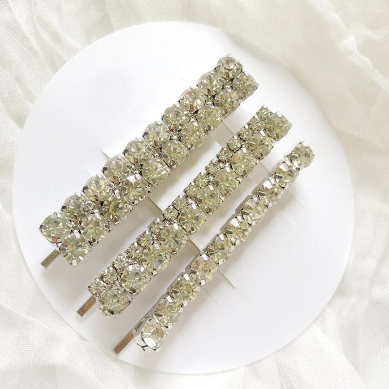 水晶发夹女韩国边夹网红头饰鸭嘴一字夹气质百搭水钻发卡套装组合